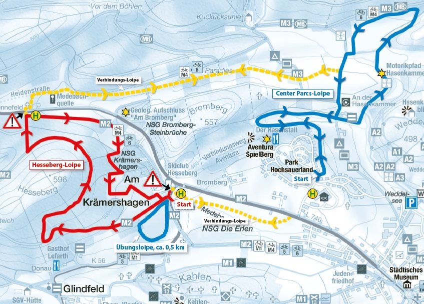 Loipenkarte Hessebert und Center Parcs